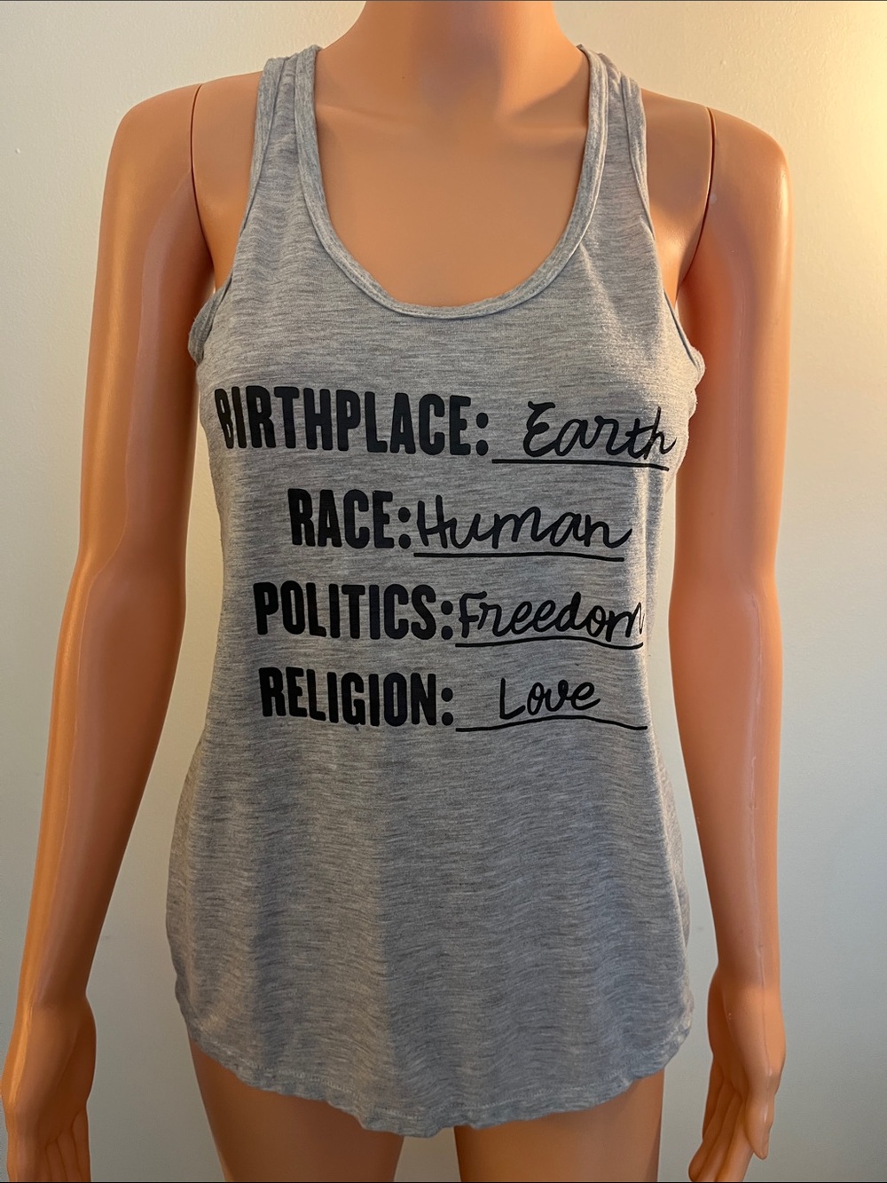 Secret Treasures Light Gray Racerback Graphic Tank